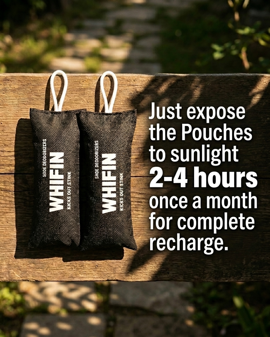 WHIFIN Shoe Deodorizer Pouches (2-Pack) — Bamboo Charcoal & Silica Gel