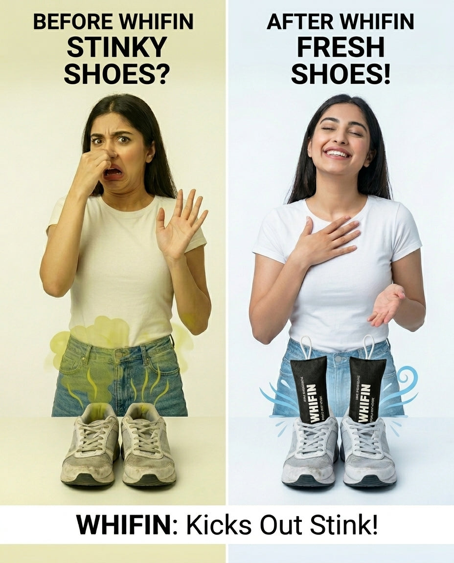 WHIFIN Shoe Deodorizer Pouches (2-Pack) — Bamboo Charcoal & Silica Gel